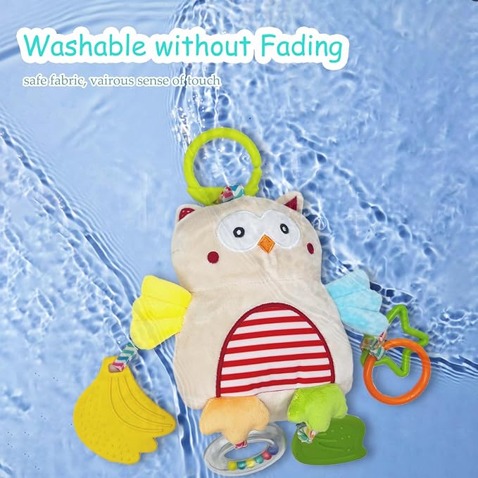 Baby Hanging Toys, Plush Animal Stuffed Sensory Toys for Carseat Stroller Car Seat Crib Play Gym, Baby Toys for 0 3 6 9 12 Months, Baby Boys and Girls Gift (Owl)