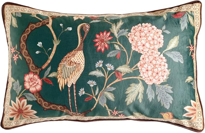 Designer Vintage Velvet Throw Pillow Cover,20"x12"-Mitchell | Pillow Cover,Concealed Zipper Design,Dragonfly Pattern,Sofas,Bedroom,Living Room,Lounge Chairs,All Season Home Decor