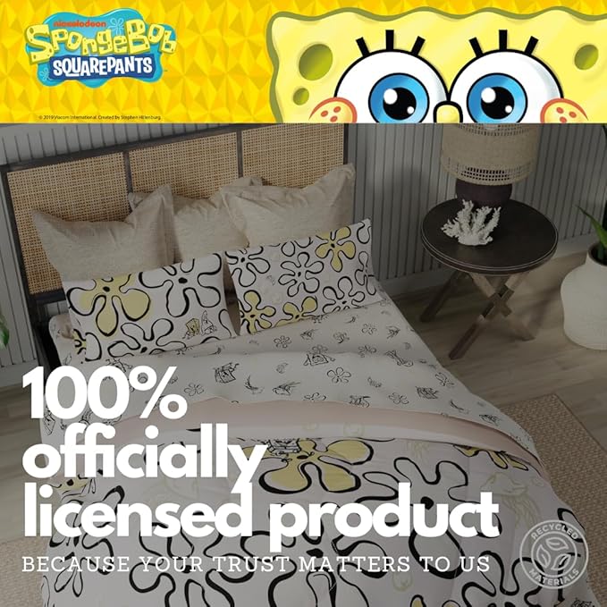 Collectibles Spongebob Squarepants Jellyfish Recycled Bedding 4 Piece Super Soft Reversible Comforter and Sheet Set, Twin, (100% Official Licensed Product) by Franco
