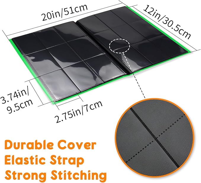Card Binder 9 Pocket, PP Cover Trading Card Binder for 360 Cards, Sturdy Card Collection Album, Card Holder Folders for MTG, TCG, Game Cards & Sports Cards (Green)