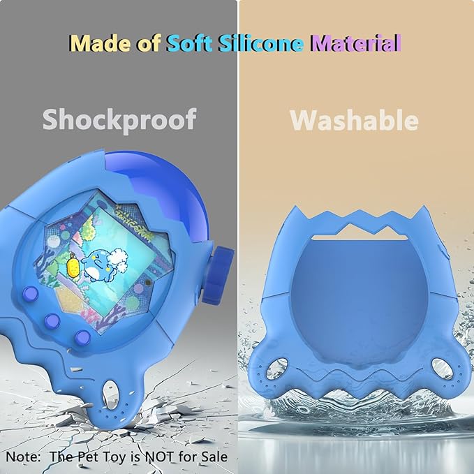 Silicone Case for Tamagotchi Paradise with Button Cap, Protective Cover with Screen Protector and Lanyard for Tamagotchi Paradise Pet Accessories (Blue)