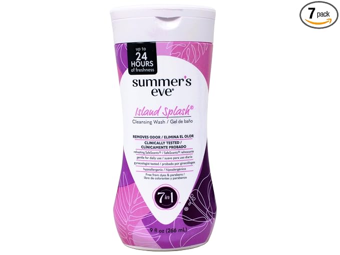Summer's Eve Island Splash Feminine Cleansing Wash, Daily Intimate Wash, Removes Odor, pH Balanced, Gentle for Sensitive Skin, 9 Ounce (Pack of 7)
