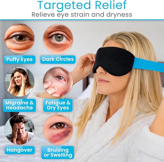 Arctic Flex Cold Eye Mask - Gel Ice Pack for Cool Sleeping, Dry Night Treatment - Reusable Hot Spa Therapy for Sleep, Skin Puffiness, Migraine