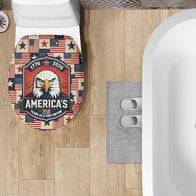 American Flag Toilet Seat Covers Elongated for Bathroom Universal Toilet Tank Cover Replacement Washable Dust Covers Universal Toilet Tank Cover Patriotic Decorations for Home,Easy to Clean