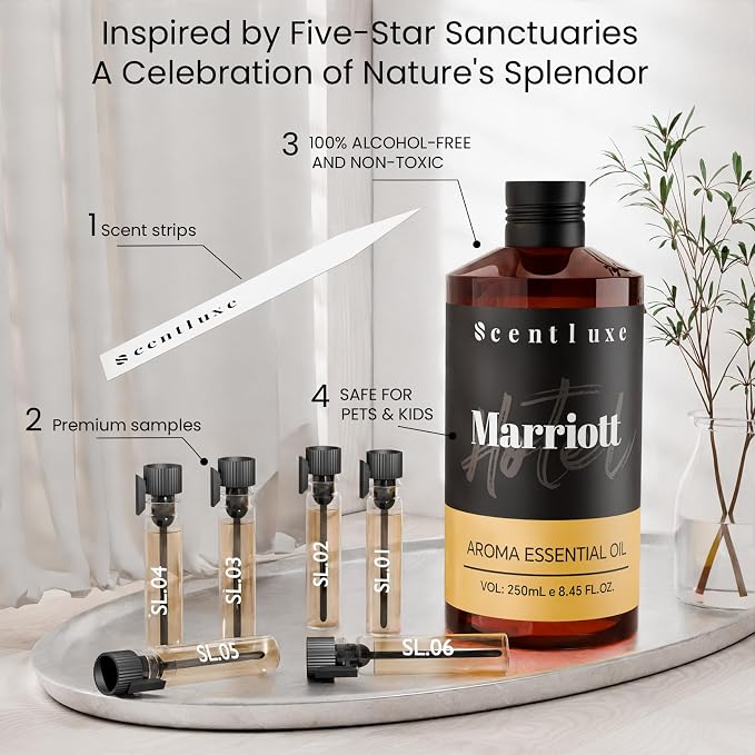 Essential Oils Inspired Marriott Beach Villa Diffuser Oil - Bitter Orange, Jasmine & Lily of The Valley Blend for Home Cleaning Aromatherapy Premium 250mL Hotel Fragrance Oil