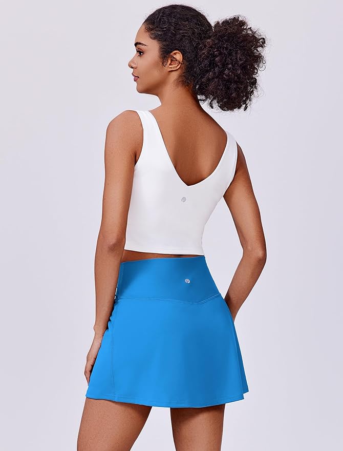 PINSPARK 14" Womens Tennis Skirt High Waisted Golf Skort with 2 Pockets | Built-in Shorts, A Line, Tummy Control, Stretchy, Casual, Mini, Workout, Pickleball, Running, Skort for Woman
