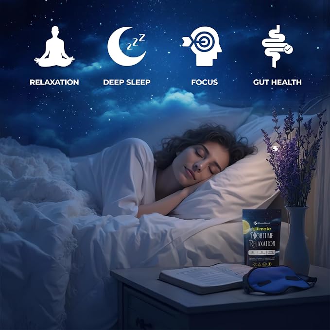 BloomBoost Magnesium Glycinate Powder, Upgraded Formula with Vanilla Coconut Powder, GABA, L-Theanine, Ashwagandha and Chamomile, Natural Berry Flavor - Perfect for Evening Wind-Down & Cozy Nights