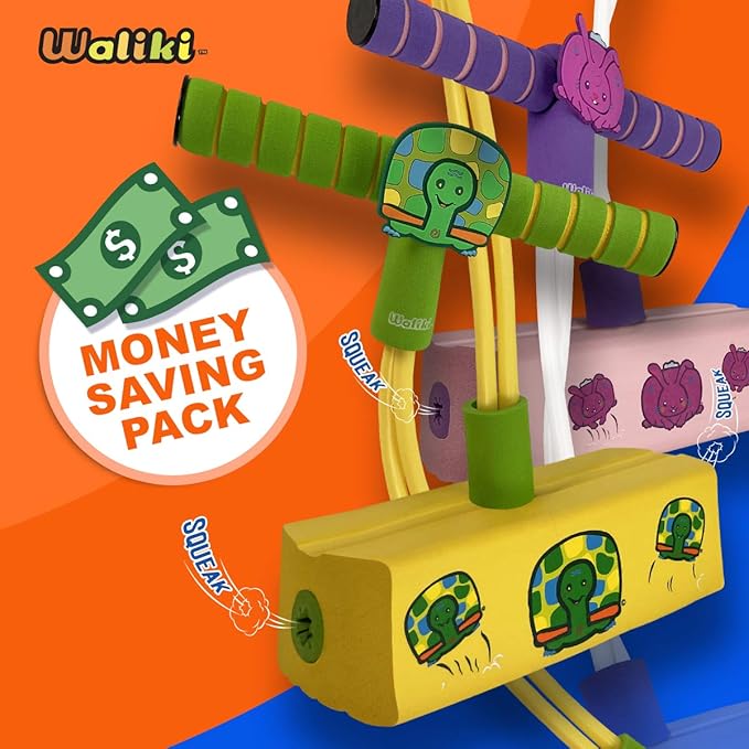 WALIKI Foam Pogo Hopper | Tortoise and Hare Jumper Race Pack | Best Toy for 3 Year Old| 2 Pack