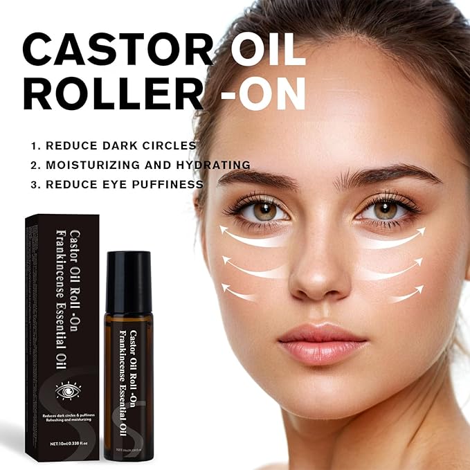 Castor Oil and Frankincense Eye Roller, Castor Oil Under Eye Roller, Castor Oil Frankincense Rollerball, Moisturizing, Anti-Wrinkle and Fine Line (2)