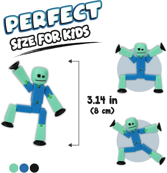 STIKBOT Zing Zanimation What The Bot Special Action Figures and Animation Set, Includes 3, 1 Mobile Phone Tripod and 2-in-1 Stage, Stop Motion Animation, Great for Kids Ages 4 and Up