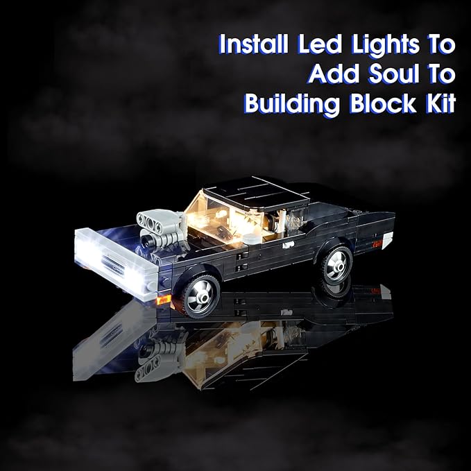 Vaodest LED Light for Lego 76912 Speed Champions Fast & Furious 1970 Dodge Charger R/T Set,Design and Configuration Compatible with Model 76912 (LED Light Only, Not Building Block Kit)
