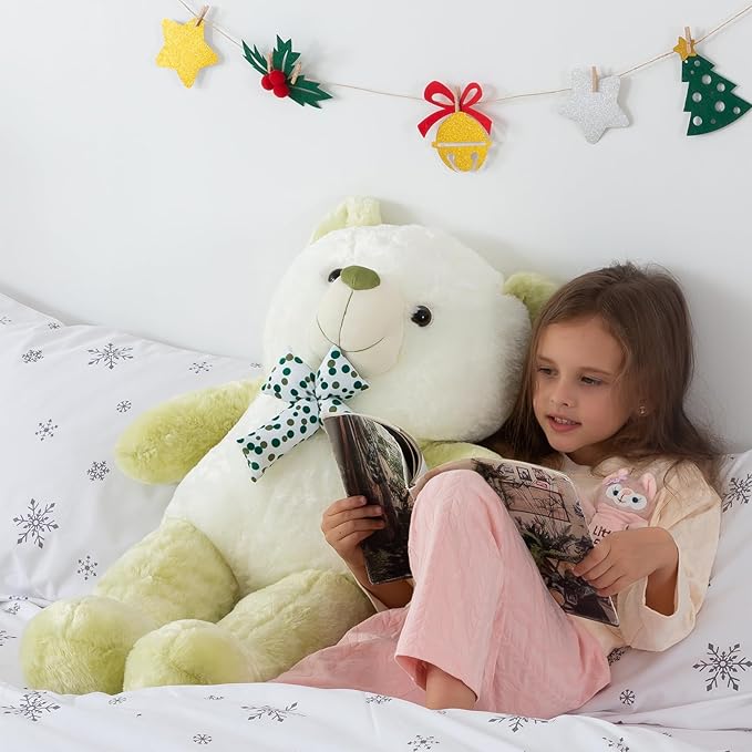 Giant Teddy Bear Green Stuffed Animal Big Teddy Bear 3 Feet Stuffed Animals for Kids Huge Stuffed Animals Big Plushies for Girls Stuffed Bear Plush Toys for Halloween Christmas 36 Inch