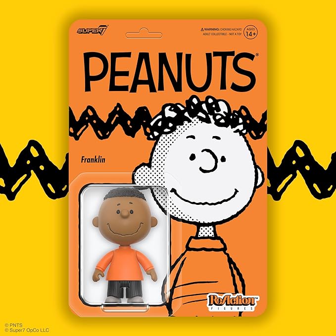 Super7 Peanuts Franklin Reaction Figure - 3.75" Peanuts Action Figure Classic Cartoon Collectibles and Retro Toys