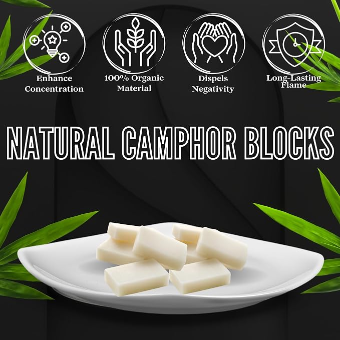 SOUL STICKS Natural Camphor Blocks,Pure Camphor Tablets for Aromatherapy & Puja - Alcanfor en Bloques, Alcanfor en Bolitas, Kapoor for Pooja (450 Grams (64 Tablets))