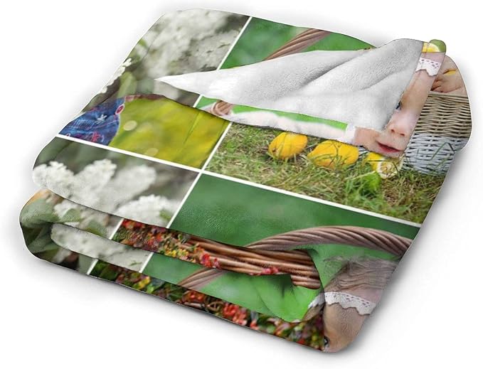 QETXVI Custom Blanket with Photos Text Customized Blanket Personalized Flannel Throw Blankets for Adult Kid Birthday Christmas Halloween Fathers Mothers Valentines Gift - 60"x 80"