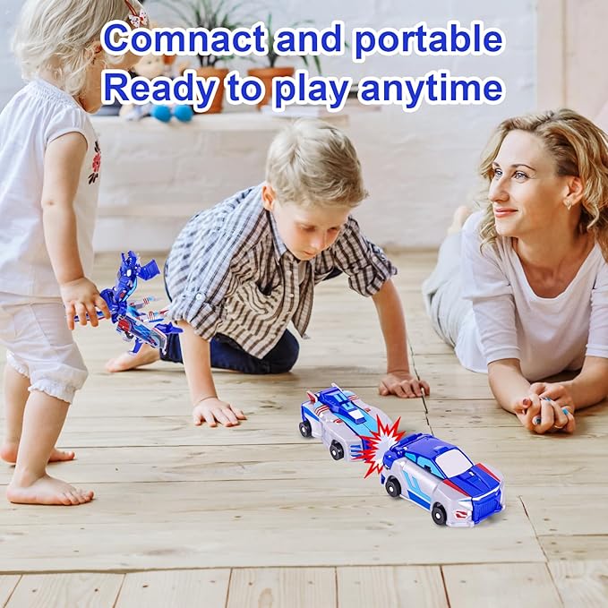 Collision Transforming Dinosaur Car Toys,2 in 1 Magnetic Cars Collision Transform into Dino Toys,Car Robot for Boys Girls Toy Age 2-12, Christmas Birthday Gift