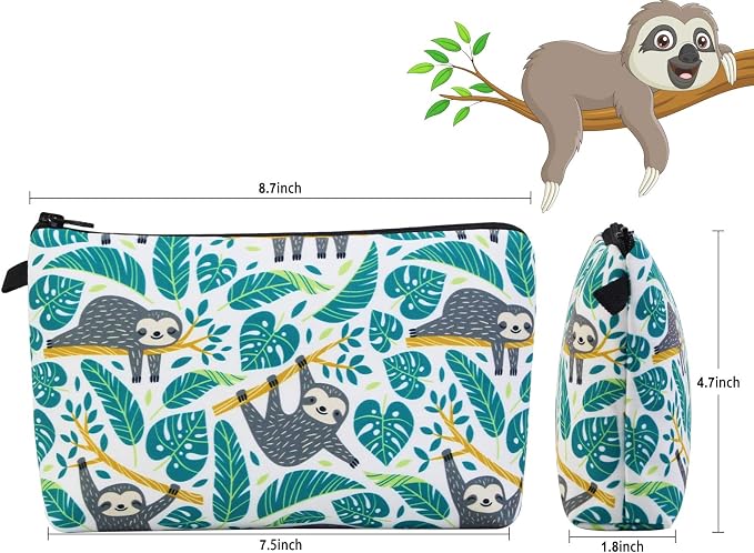 MAGEFY Small Makeup Bag Waterproof Cosmetic Bag Portable Travel Makeup Bags with Zipper Lightweight Makeup Pouch (1 pack, 0172 sloth gifts)