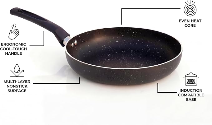 8-Inch Nonstick Frying Pan Skillet, Small Aluminum Omelet Pan for Eggs, Breakfast and Everyday Cooking, Induction Compatible Cookware for Gas, Electric and Ceramic