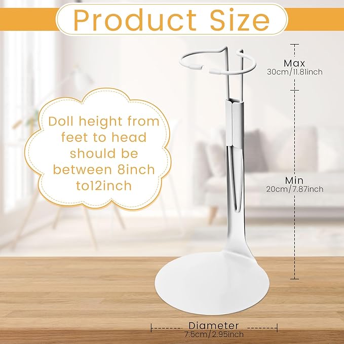 12 Pcs Adjustable Doll Stands for 12 Inch to 18 Inch Dolls Display Stand with Expandable Waist Wire Action Figure Display(White)