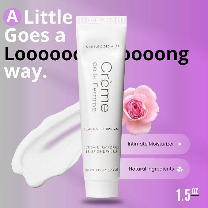 Crème De La Femme Daily Vaginal Moisturizing Cream for Long-Lasting Relief from Feminine Dryness Chemical & Hormone Free, Fragrance-Free, Also a Hydrating Intimate Lubricant for Men and Women – 1 Pack