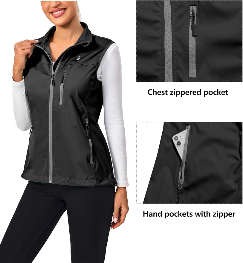 Little Donkey Andy Women's Lightweight Vest Windproof Sleeveless Jacket | Cycling Windproof Vest, Water-Repellent Stretch Shell, Lightweight Tennis Running Outerwear, Golf Hiking Workout Sleeveless