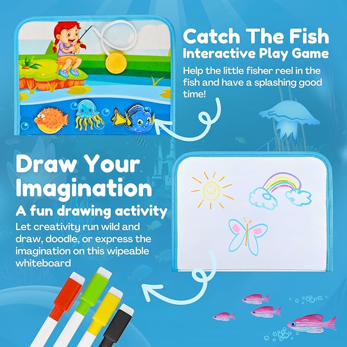 Ocean Busy Book for Toddlers 1-3 | Montessori Activity Book with Various Activities For Girls & Boys | Educational Learning Sensory Board For Toddlers 1-3 | Portable busy board Travel Toy for Car