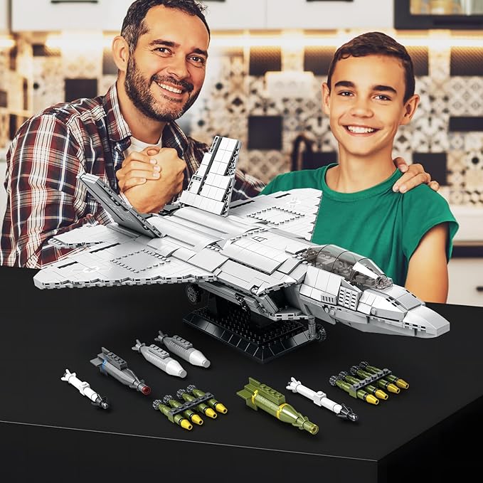 JMBricklayer F-22 Raptor Fighter Jet Building Block Set, Military Airplane Toy Army Construction Sets, Toys Gifts for Kids 14+, Adults and Military Fans 60003 (1837PCS)