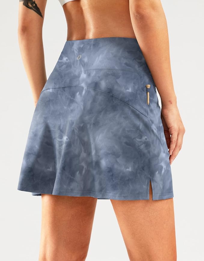 16" Golf Skirt with 2 Zipper Pockets | Tee Holder, Mesh Shorts, High Waisted, Casual, Pickleball, Athletic, Tennis, Skorts for Women