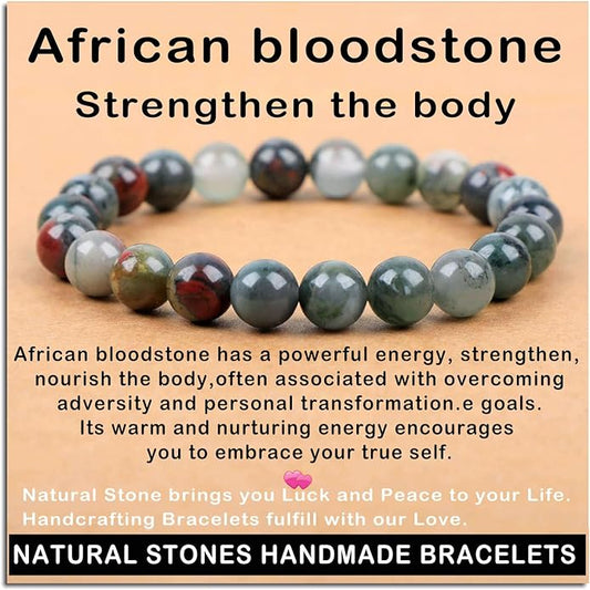 AD Beads Handmade Gemstone Stretch Elastic Bracelet Crystal Healing Reiki Nature's Beauty and Spiritual Essence Unisex