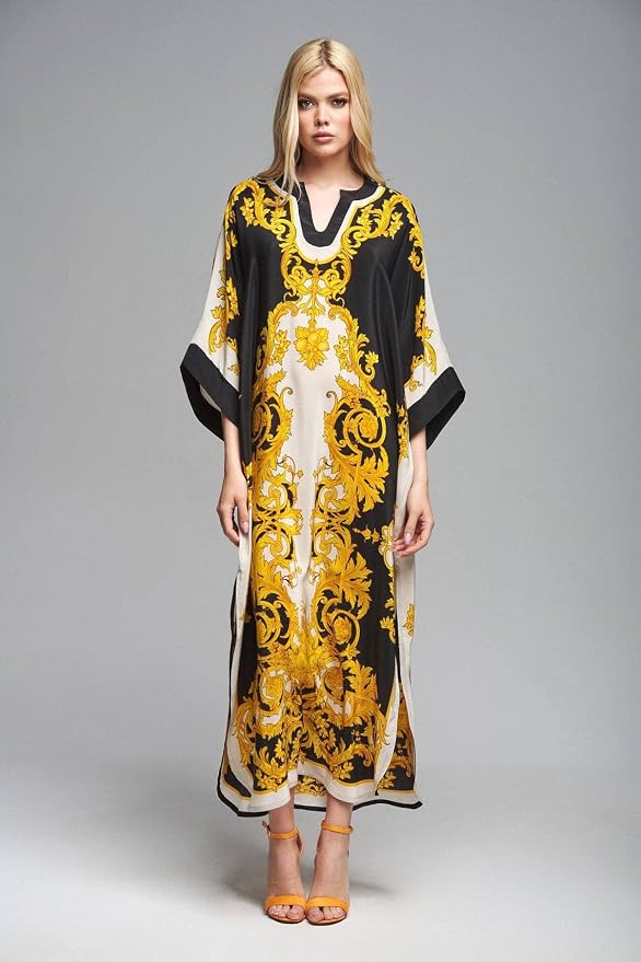 Venasha Womens Caftan Floral Print Kaftan Dress Short Sleeve Swimsuit Cover up Loungewear for Summer