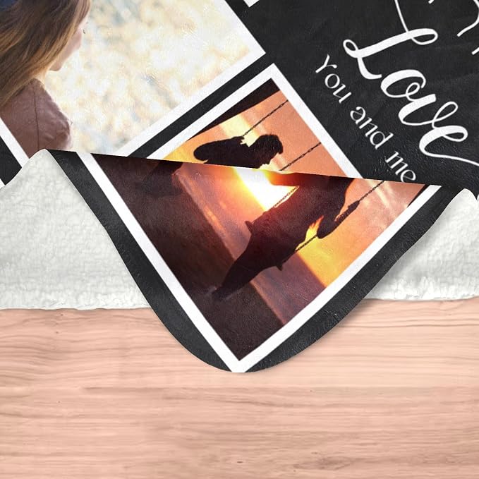 inkArts Personalized Blanket with Photo, Custom Blanket, Customized Photo Blankets, Customizable Picture Blankets, Personalized Anniversary Couple Gifts for Her Him Women Men