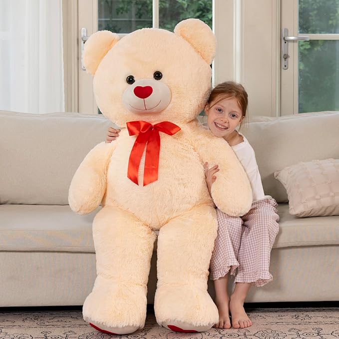 MaoGoLan Giant Teddy Bear Plush 42",Big Teddy Bear Stuffed Animal with Heart Footprints and Heart Nose,Large Valentines Bear for Girlfriend,Wife,Lover-Anniversary, Birthday,Long Distance