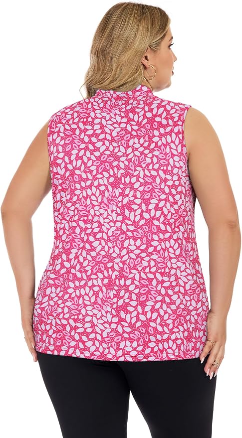 Misyula Style Plus Size Womens Golf Shirt Full-Zip with Pockets Tank Tops | Sleeveless, Quick Dry, Moisture-wicking, Lightweight Vests, Athletic, Tennis, Running, Workout, Casual, Travel, Work