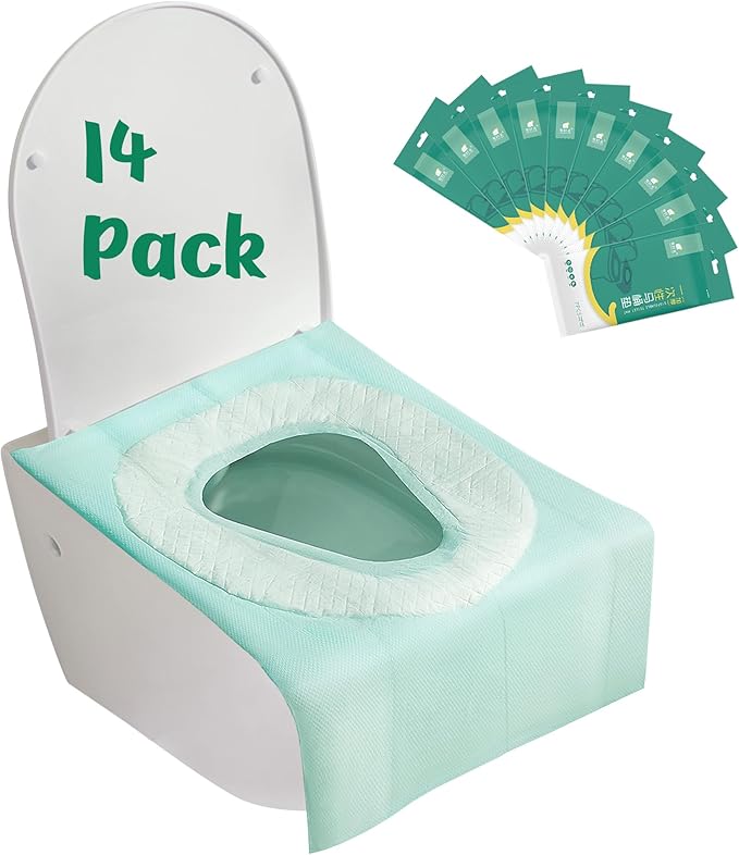 Toilet Seat Covers Disposable for Toddlers & Adults,14 Pcs Keep Warm Extra Large Thickening Waterproof,Portable Package for Travel,Kids Potty Training