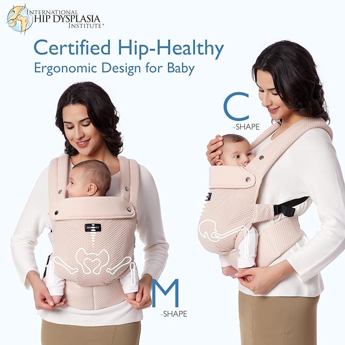 Momcozy Baby Carrier - Ergonomic, Cozy and Lightweight Carrier for 7-45lbs, Effortless to Put On, Ideal for Hands-Free Parenting, Enhanced Lumbar Support, Purehug for Infant to Toddler, Air Mesh-Pink