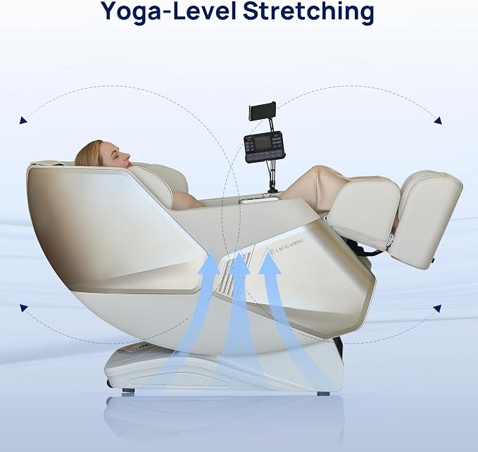 VAT Massage Chair Full Body VibroAcoustic Sonic Wave, SL-Track Zero Gravity Recliner with 25 Auto Modes, Smart Body Scan, Extendable Footrest, Reading Lamp, White