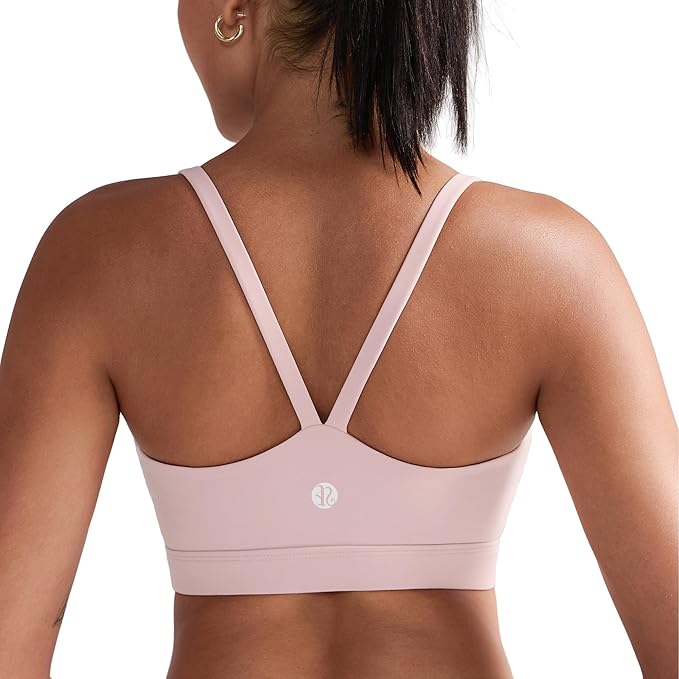 RUNNING GIRL Sports Bras for Women,Light Impact Molded Cup Strap Sports Bra with Sewn in Pads,Best for A-C Cup