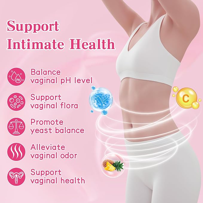 Feminine Balance Gummies for Women, Sugar Free Premium Feminine Balance Gummies for pH Balance, Healthy Odor, Vaginal Flora & Immune Support, Vegan Hawaiian Pineapple Female Vaginal Gummy, 60 Count