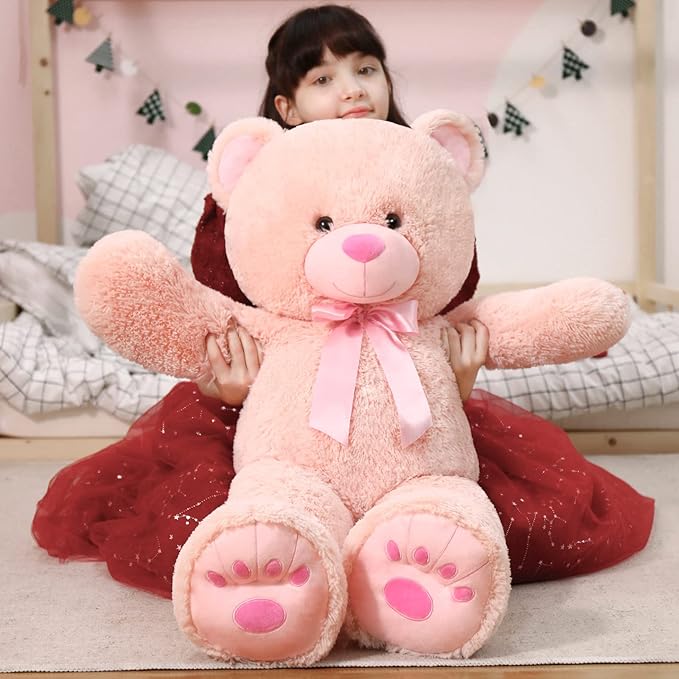 MorisMos Giant Teddy Bear Stuffed Animal 36in, Big Teddy Bear Pink, Large Teddy Bear Cuddly Soft for Baby Shower, Boys, Girls