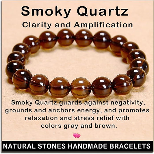 AD Beads Handmade Gemstone Stretch Elastic Bracelet Crystal Healing Reiki Nature's Beauty and Spiritual Essence Unisex