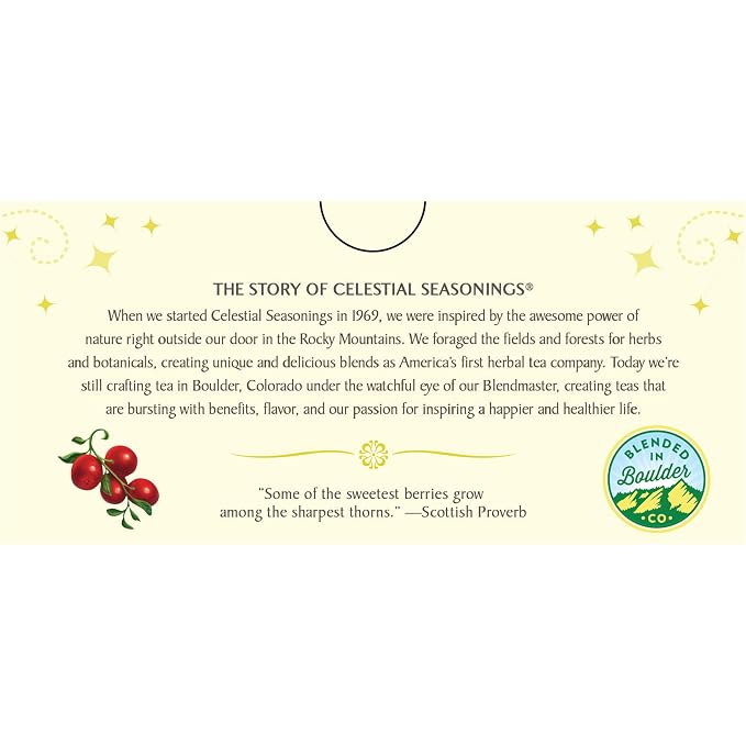 Celestial Seasonings Herbal Tea, Cranberry Vanilla Wonderland, 18 Count (Pack of 6)