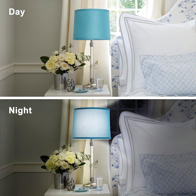 Drum Lamp Shades Set of 2, 11.6"Top x 12.6"Bottom x 9.8"High, Blue | Medium Lamp Shades for Table Lamps, Floor Lamps, Fabric Lampshades, Spider, Harp Holders Included, Assembly Required