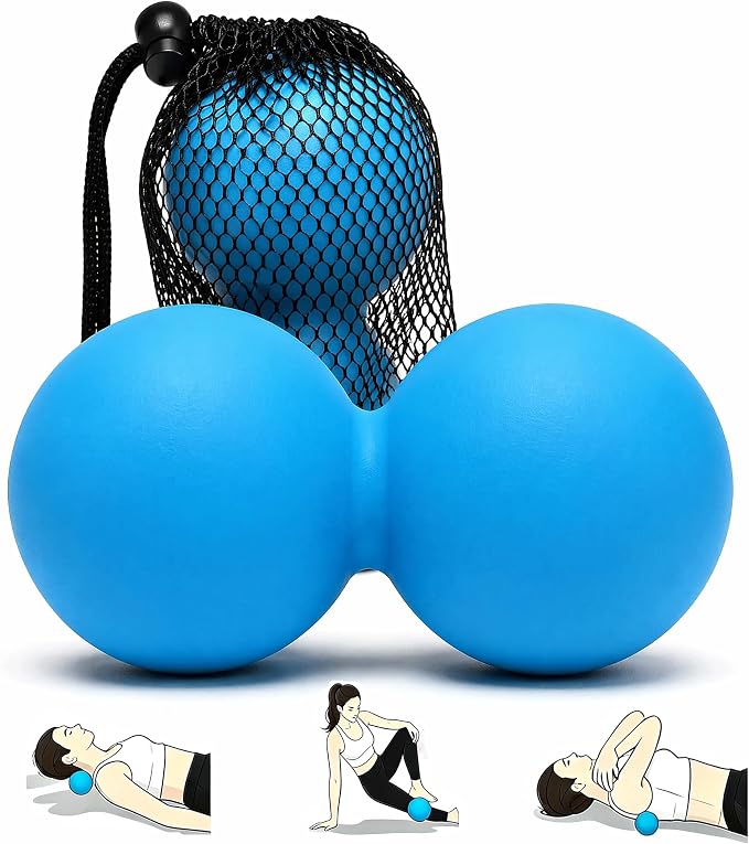 Silicone Peanut Massage Ball—Double-Sided Hockey-Shaped Yoga Ball and Physical Therapy Exercise Ball—A deep-tissue massage tool for myofascial release, muscle relaxation, and acupressure therapy