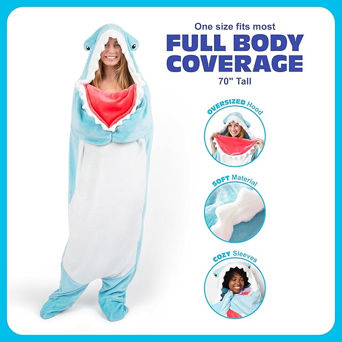 Cozy Concepts Co. Hammerhead Shark Blanket by Relatable, Super Soft Plush Throw for Teens and Kids, A Cozy Dorm Room Essential, Fun Back to School Stuff & Perfect Comfort Gift for Students