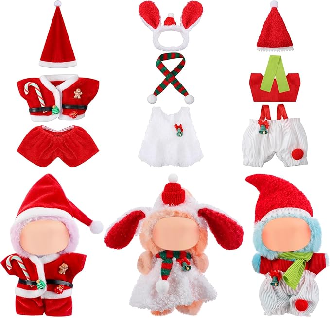 3 Pack Christmas 17cm Doll Clothes Set Cute Santa Stylish Outfit for Christmas Dressed up Doll Accessories (Not Included Dolls)