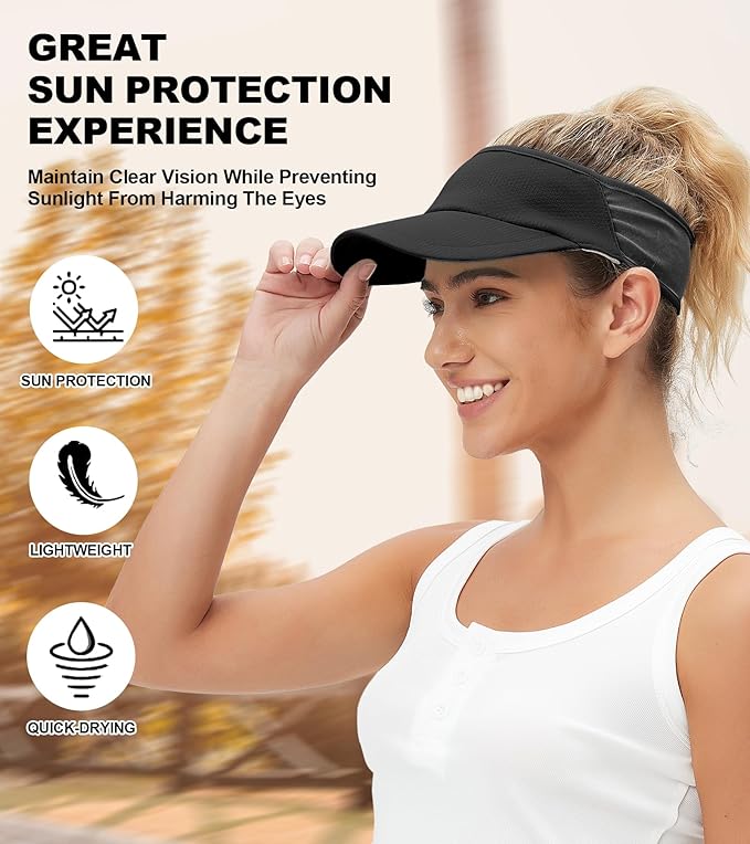 Sun Visor Hats Lightweight Stretchy for Running Tennis Golf | Portable,Mesh breathable,Quick-dry,Cooling Visor Hat,Stretch Fit,For Outdoor Sport Pickleball,Beach Volleyball