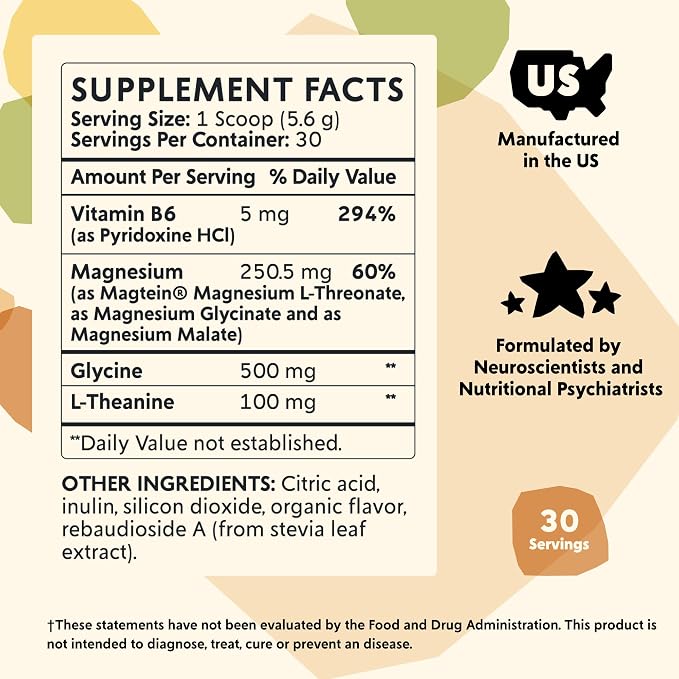 PYM Mood Magnesium Powder to Support Stress & Better Sleep, 30 Servings - Magtein Magnesium L-Threonate, Magnesium Glycinate & Malate, Yuzu Citrus | Non-GMO, Vegan, Gluten-Free | Cortisol Reducer