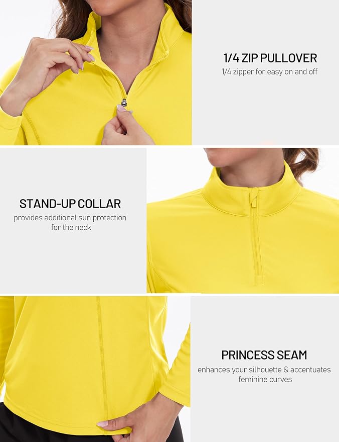 TACVASEN Women's Quarter Zip Pullover Golf Shirts UPF 50+ Long Sleeve Sun Shirts UV Protection Workout Tops