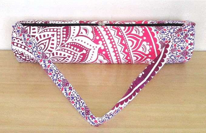 INDIAN CRAFT CASTLE ICC Yoga Mat Bag Carrier Full-Zip Exercise Yoga Mat Carry Bag for Women Men with Multi-Functional Storage Pockets and Adjustable Shoulder Strap 26X6 Inches