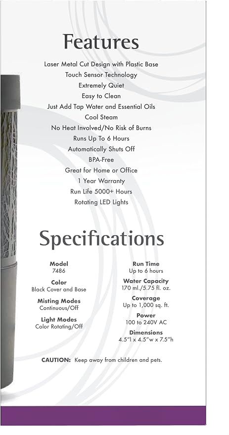 NOW Essential Oils, Metal Touch Ultrasonic Aromatherapy Oil Diffuser, Extremely Quiet and Heat Free, Color Changing LED